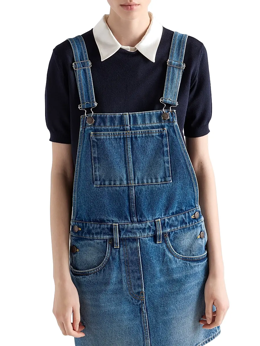 Prada Women's Denim Bib Overall Mini-Dress - Blue | Thumbnail 4 Prada Women's Denim Bib Overall Mini-Dress - Blue | Thumbnail 4