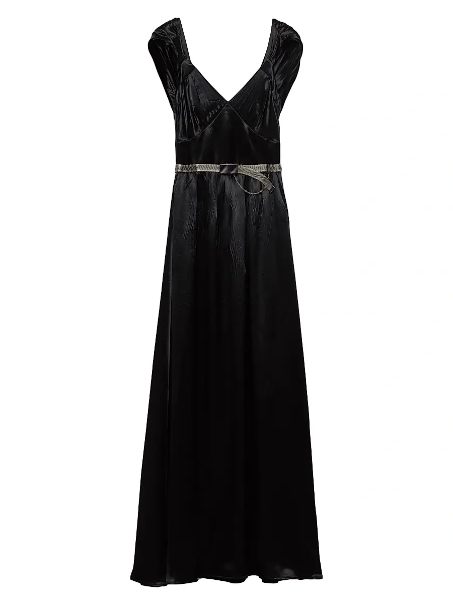 Prada Women's Long Satin Dress - Black | Image 1 Prada Women's Long Satin Dress - Black | Image 1