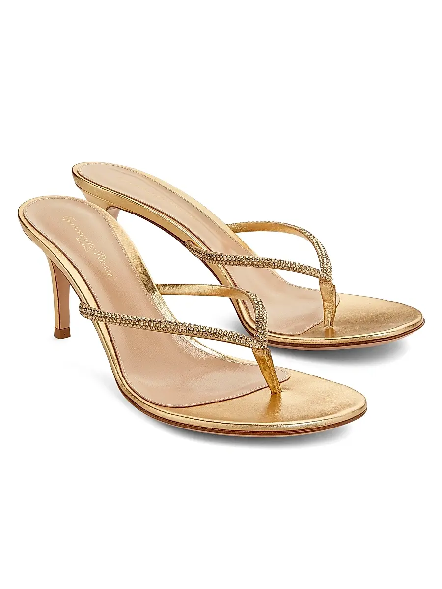 Gianvito Rossi Women's India 70MM Rhinestone-Embellished Metallic Leather Sandals - Mekong | Thumbnail 2 Gianvito Rossi Women's India 70MM Rhinestone-Embellished Metallic Leather Sandals - Mekong | Thumbnail 2