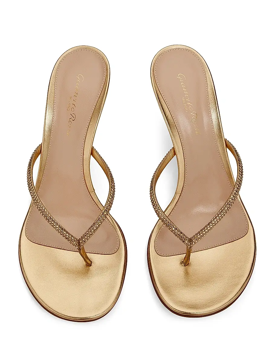 Gianvito Rossi Women's India 70MM Rhinestone-Embellished Metallic Leather Sandals - Mekong | Thumbnail 4 Gianvito Rossi Women's India 70MM Rhinestone-Embellished Metallic Leather Sandals - Mekong | Thumbnail 4