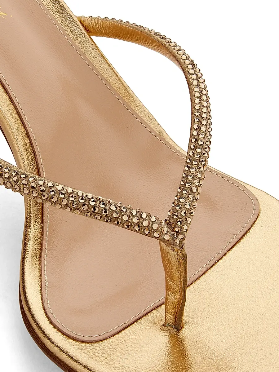 Gianvito Rossi Women's India 70MM Rhinestone-Embellished Metallic Leather Sandals - Mekong | Thumbnail 6 Gianvito Rossi Women's India 70MM Rhinestone-Embellished Metallic Leather Sandals - Mekong | Thumbnail 6