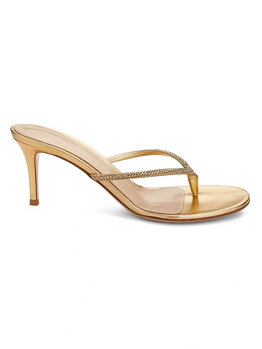 Women's India 70MM Rhinestone-Embellished Metallic Leather Sandals - Mekong