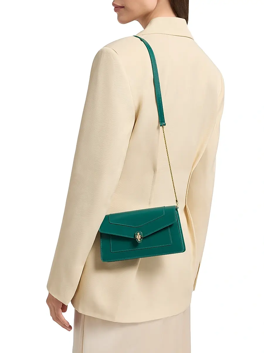 BVLGARI Women's Serpenti Leather Chain Wallet - Emerald Green | Thumbnail 2 BVLGARI Women's Serpenti Leather Chain Wallet - Emerald Green | Thumbnail 2