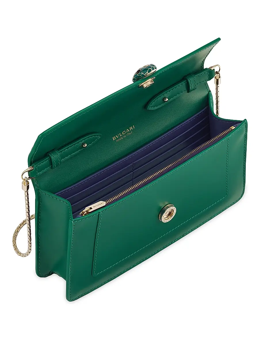 BVLGARI Women's Serpenti Leather Chain Wallet - Emerald Green | Thumbnail 3 BVLGARI Women's Serpenti Leather Chain Wallet - Emerald Green | Thumbnail 3