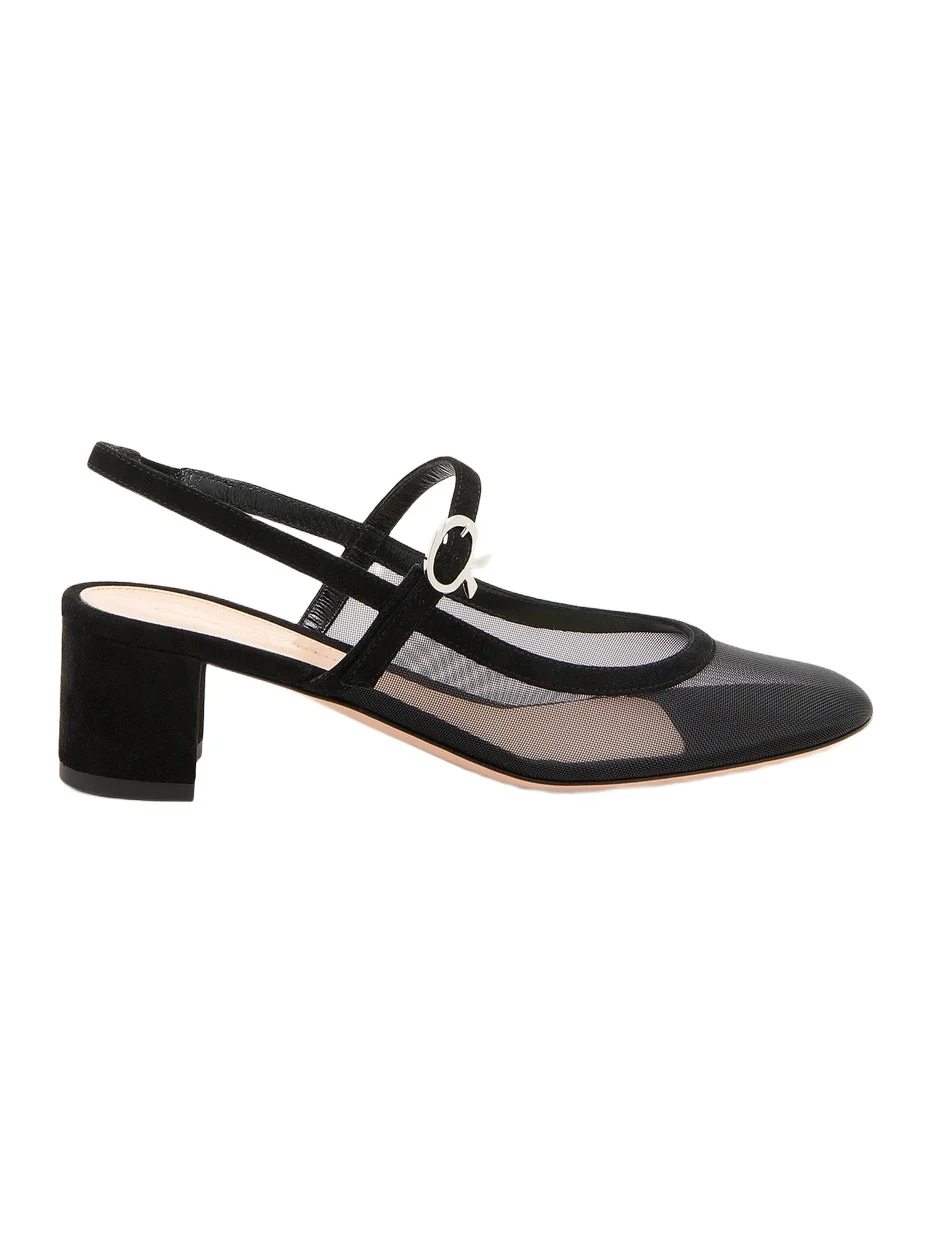 Women's 45MM Suede & Mesh Pumps - Black
