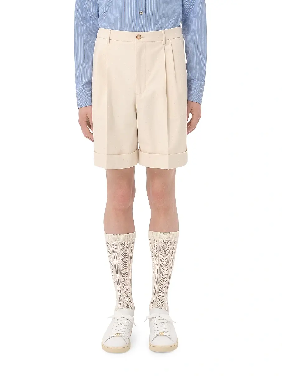 Valentino Men's Cotton Canvas Cuffed Bermuda Shorts | Thumbnail 3 Valentino Men's Cotton Canvas Cuffed Bermuda Shorts | Thumbnail 3