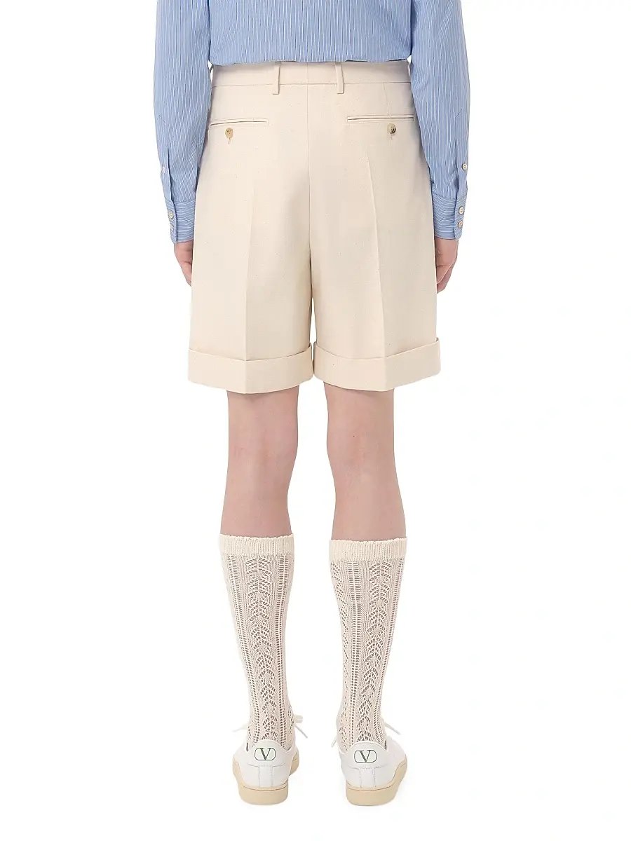 Valentino Men's Cotton Canvas Cuffed Bermuda Shorts | Thumbnail 5 Valentino Men's Cotton Canvas Cuffed Bermuda Shorts | Thumbnail 5