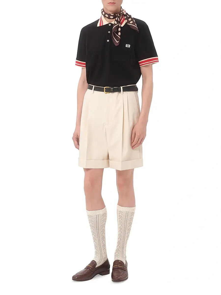 Valentino Men's Cotton Piqué Polo Shirt with VLogo Patch - Black | Thumbnail 7 Valentino Men's Cotton Piqué Polo Shirt with VLogo Patch - Black | Thumbnail 7