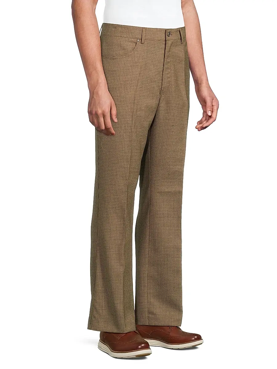 Second/Layer Men's Valluco Glen Plaid Wool Trousers | Thumbnail 4