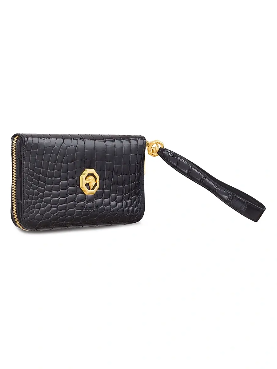 Stefano Ricci Men's Leather Clutch with Detachable Handle - Black | Thumbnail 2