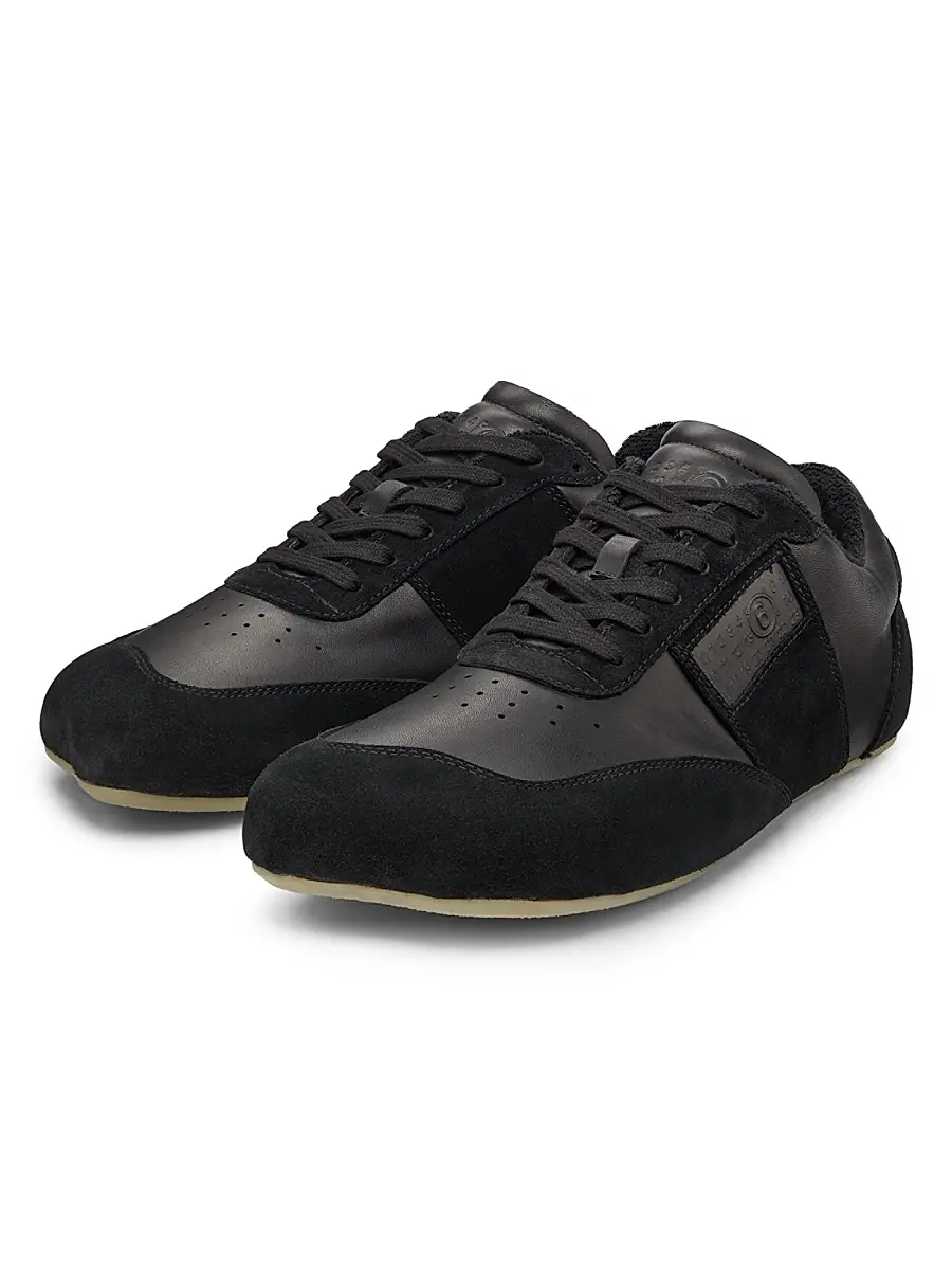 MM6 MAISON MARGIELA Men's Leather & Suede Sneakers - Black | Thumbnail 2