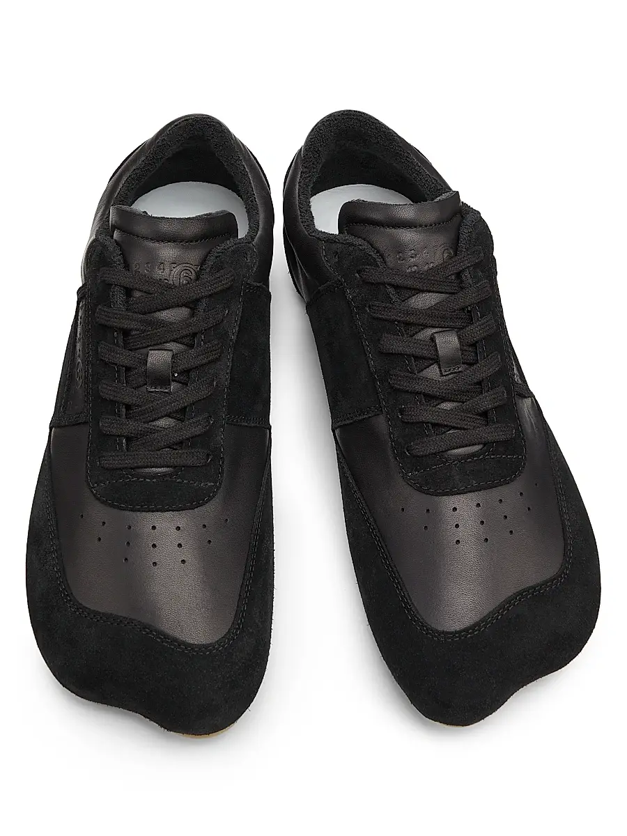 MM6 MAISON MARGIELA Men's Leather & Suede Sneakers - Black | Thumbnail 4