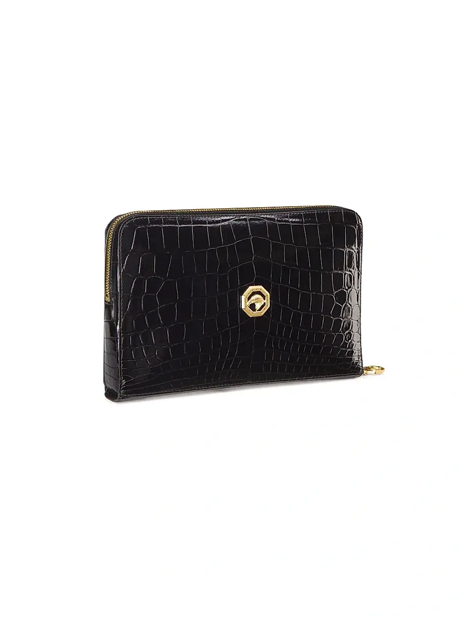 Stefano Ricci Men's Croc Travel Pouch - Black | Thumbnail 2 Stefano Ricci Men's Croc Travel Pouch - Black | Thumbnail 2