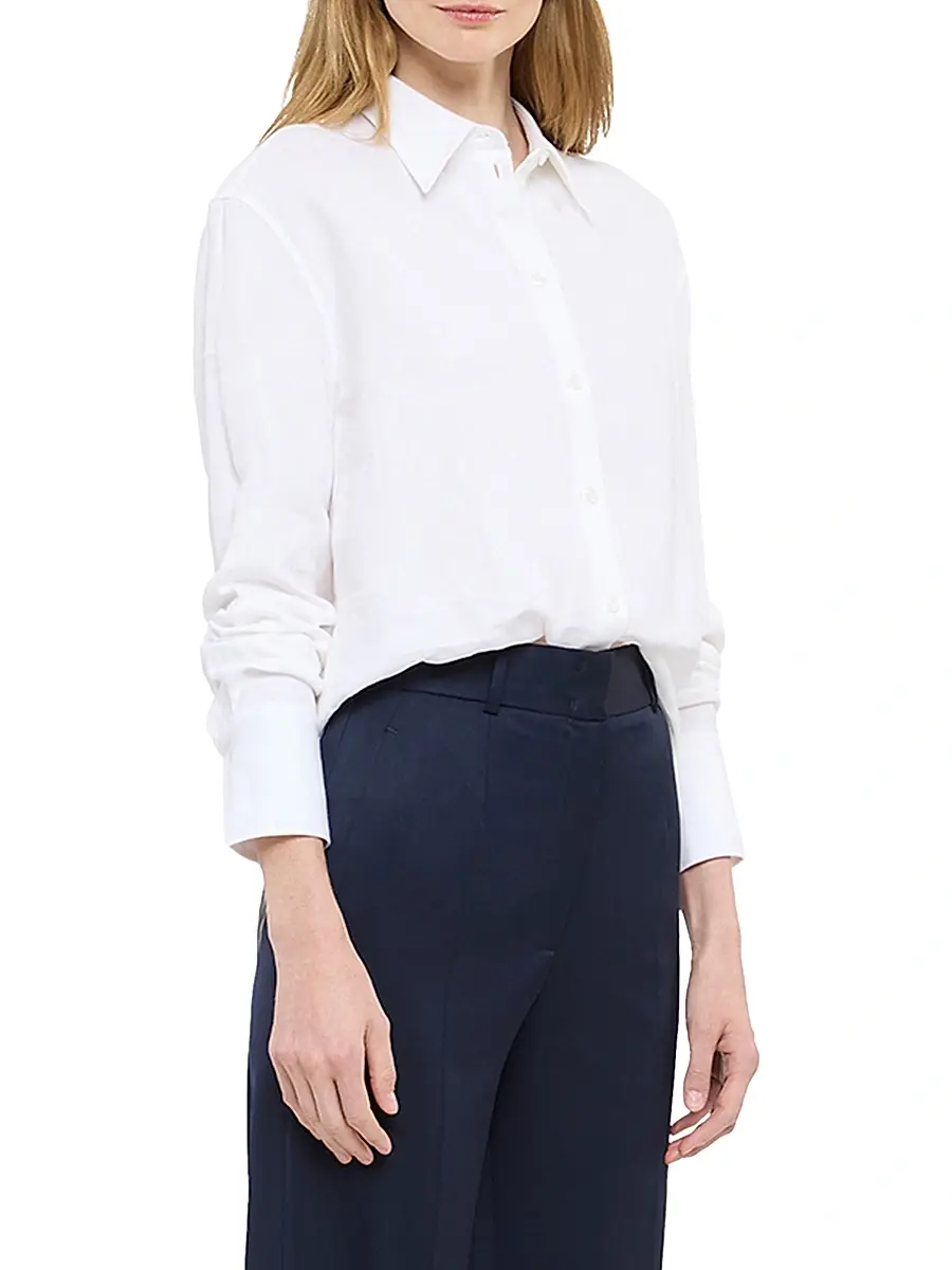 Another Tomorrow Women's Linen Oversized Mens Shirt - White | Thumbnail 3 Another Tomorrow Women's Linen Oversized Mens Shirt - White | Thumbnail 3