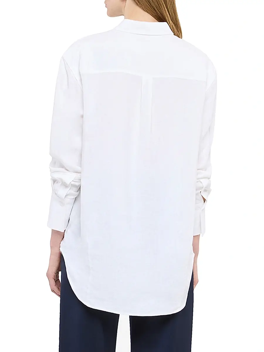 Another Tomorrow Women's Linen Oversized Mens Shirt - White | Thumbnail 4 Another Tomorrow Women's Linen Oversized Mens Shirt - White | Thumbnail 4