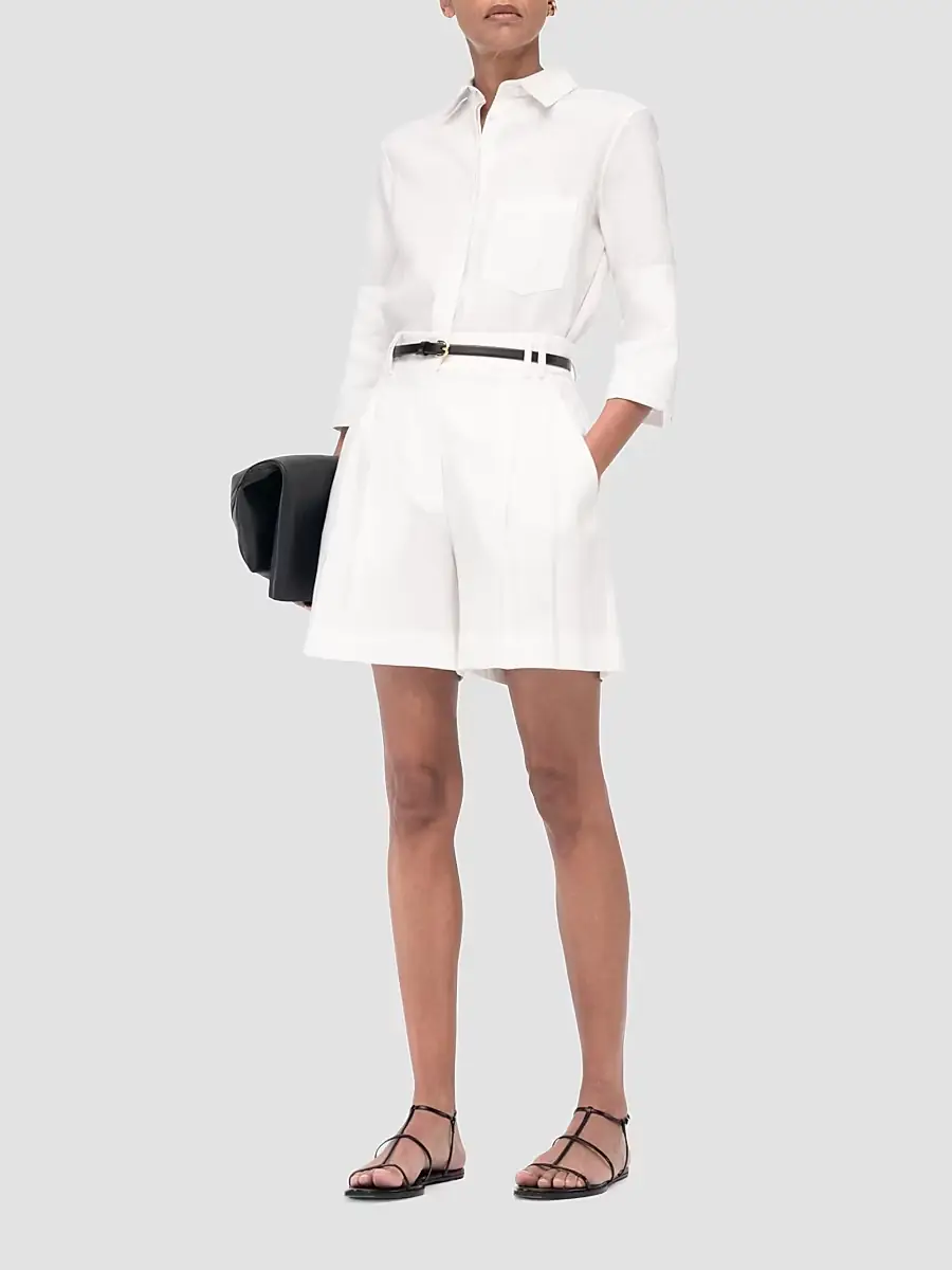 Another Tomorrow Women's Pleated Shorts | Thumbnail 7