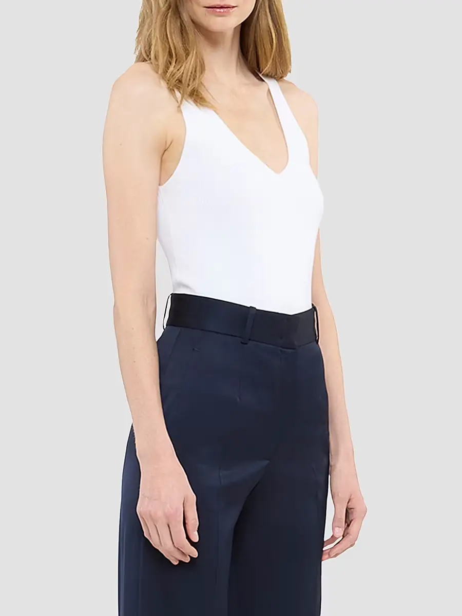 Another Tomorrow Women's Deep V Tank Knit | Thumbnail 3 Another Tomorrow Women's Deep V Tank Knit | Thumbnail 3