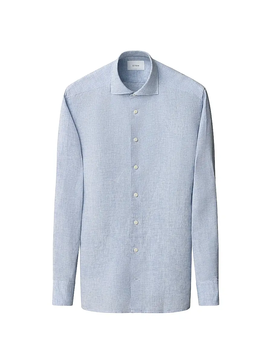 Eton Men's Slim-Fit Solid Linen Shirt | Thumbnail 2 Eton Men's Slim-Fit Solid Linen Shirt | Thumbnail 2