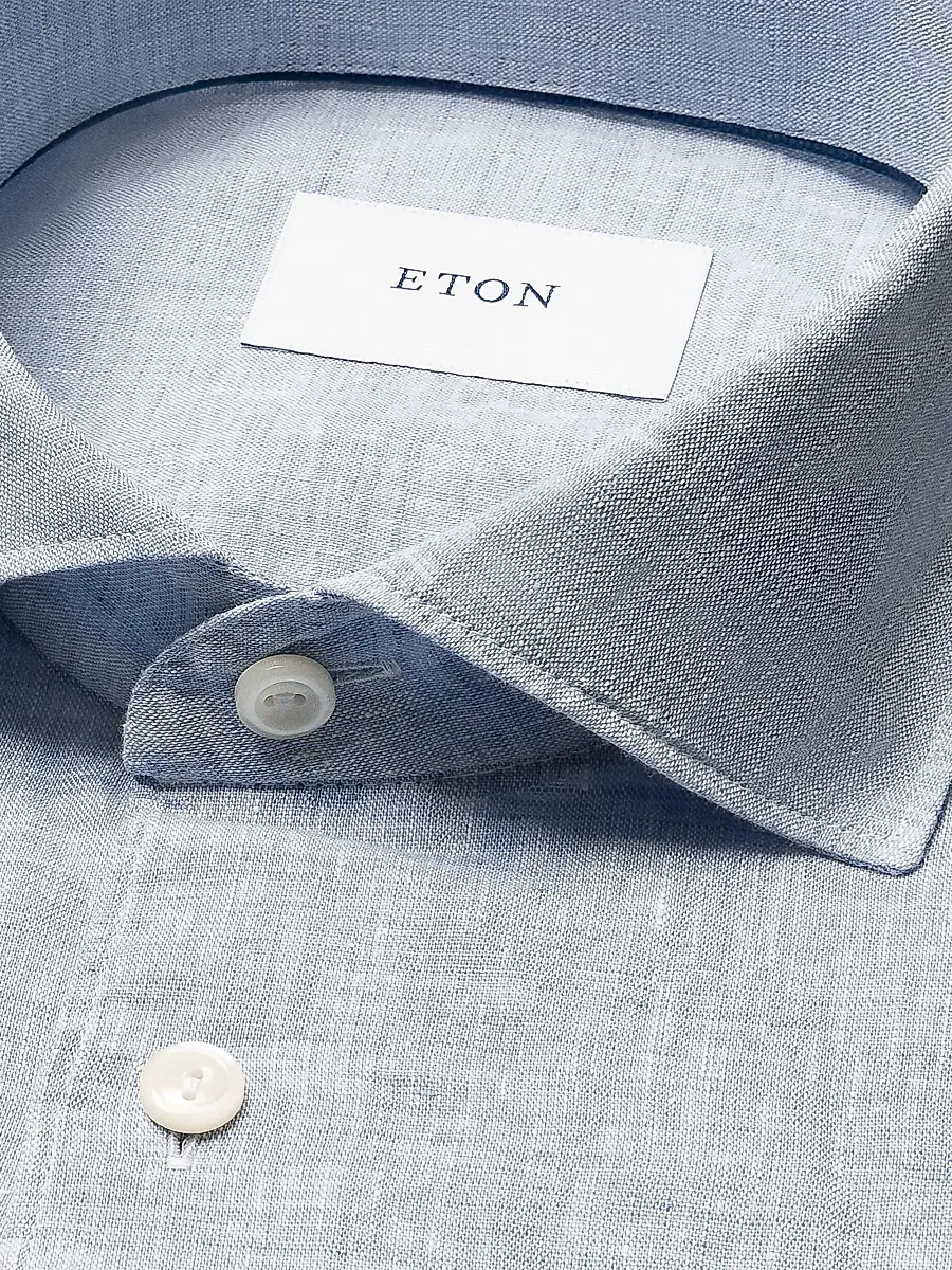 Eton Men's Slim-Fit Solid Linen Shirt | Thumbnail 3 Eton Men's Slim-Fit Solid Linen Shirt | Thumbnail 3