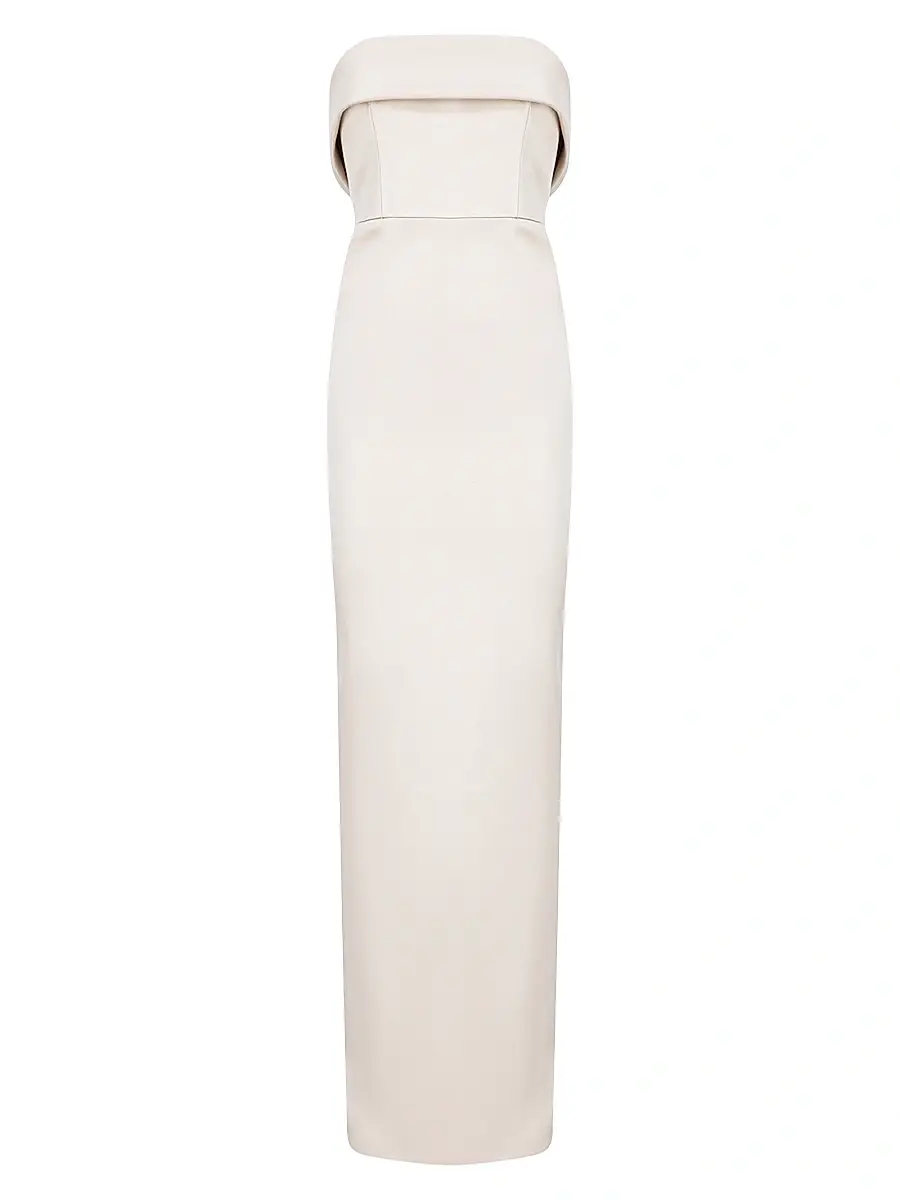 The New Arrivals Ilkyaz Ozel Women's Rhea Satin Strapless Column Gown - Meringue | Image 1 The New Arrivals Ilkyaz Ozel Women's Rhea Satin Strapless Column Gown - Meringue | Image 1