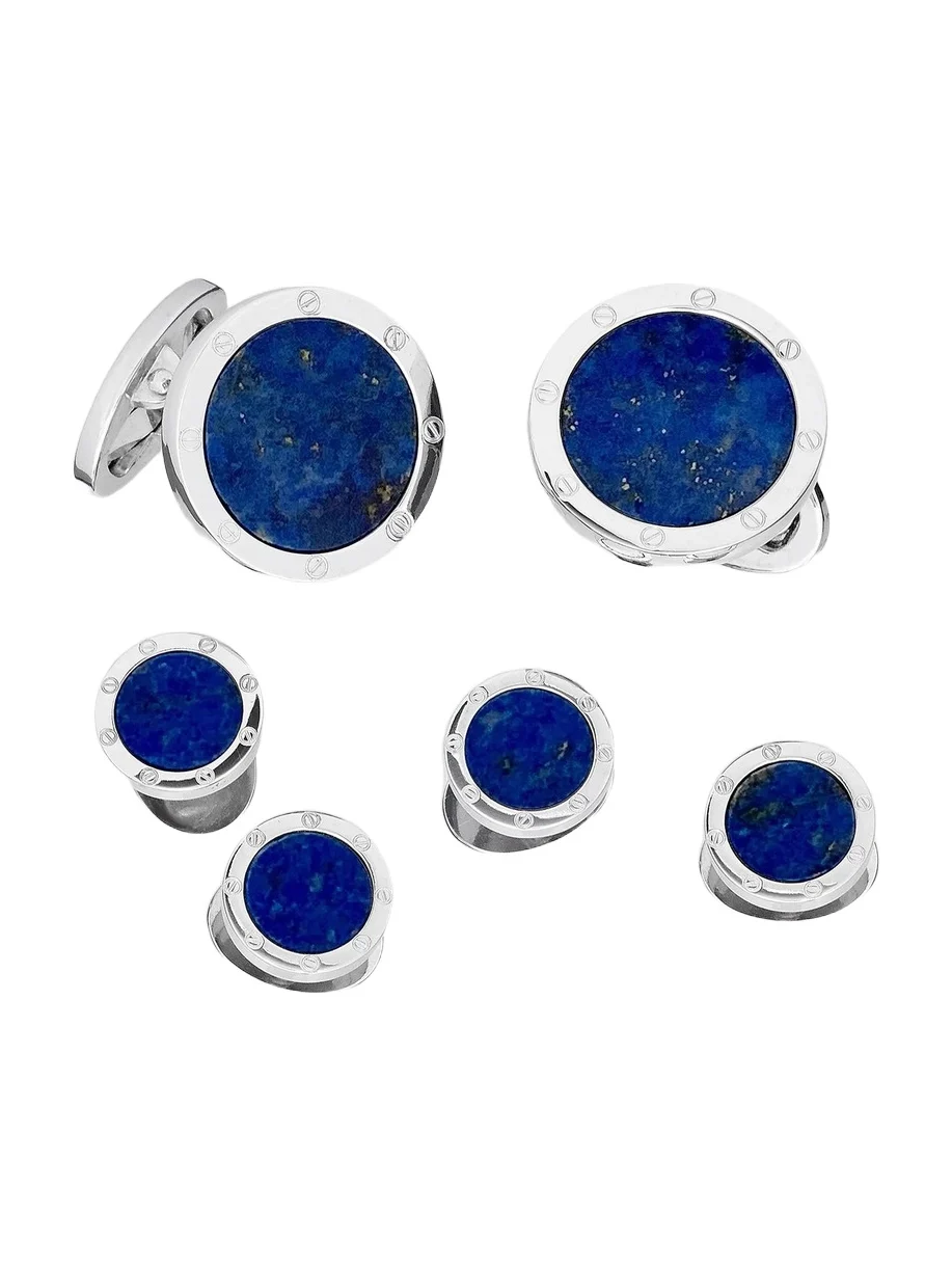 Jan Leslie Men's 6-Piece Rivet Sterling Silver & Lapis Stud & Cufflink Set - Blue