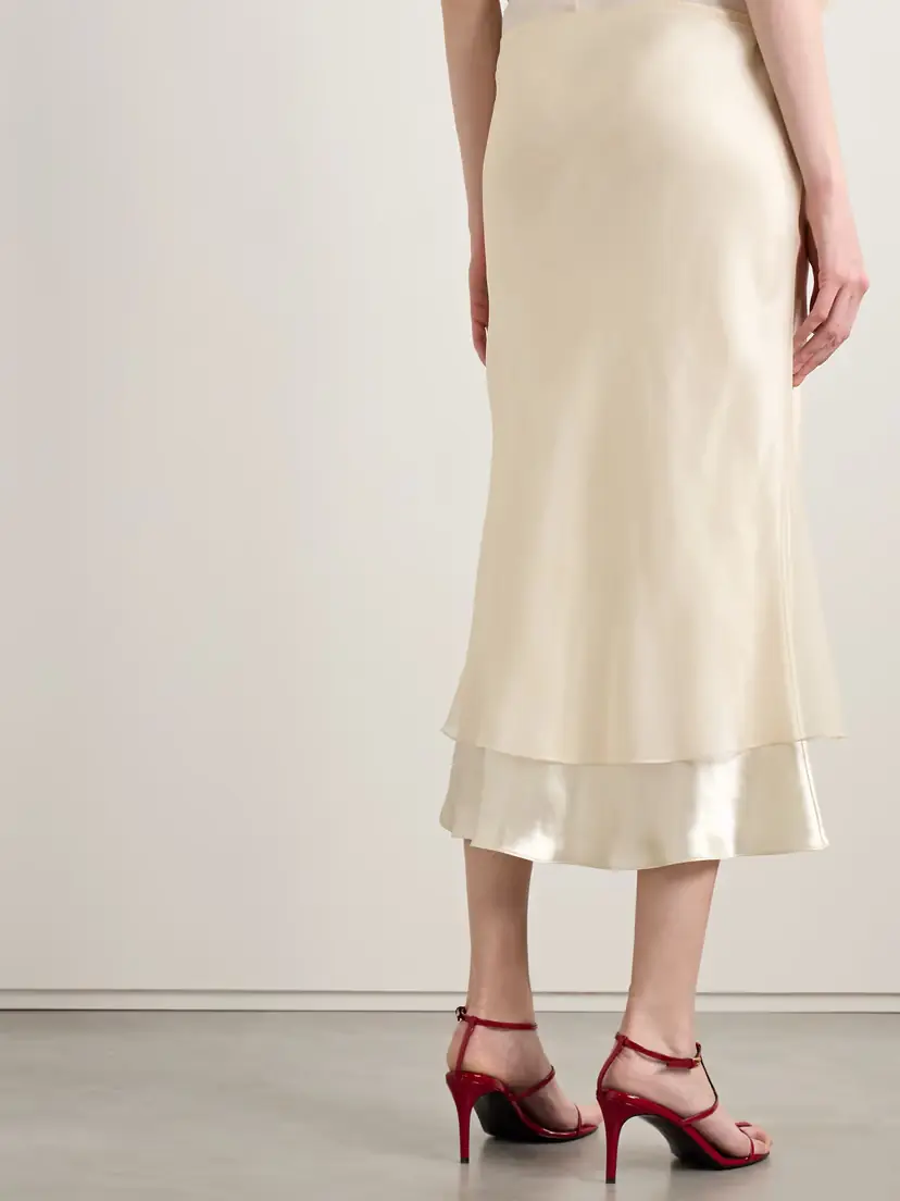 Khaite Monina Layered Satin And Organza Midi Skirt | Thumbnail 4