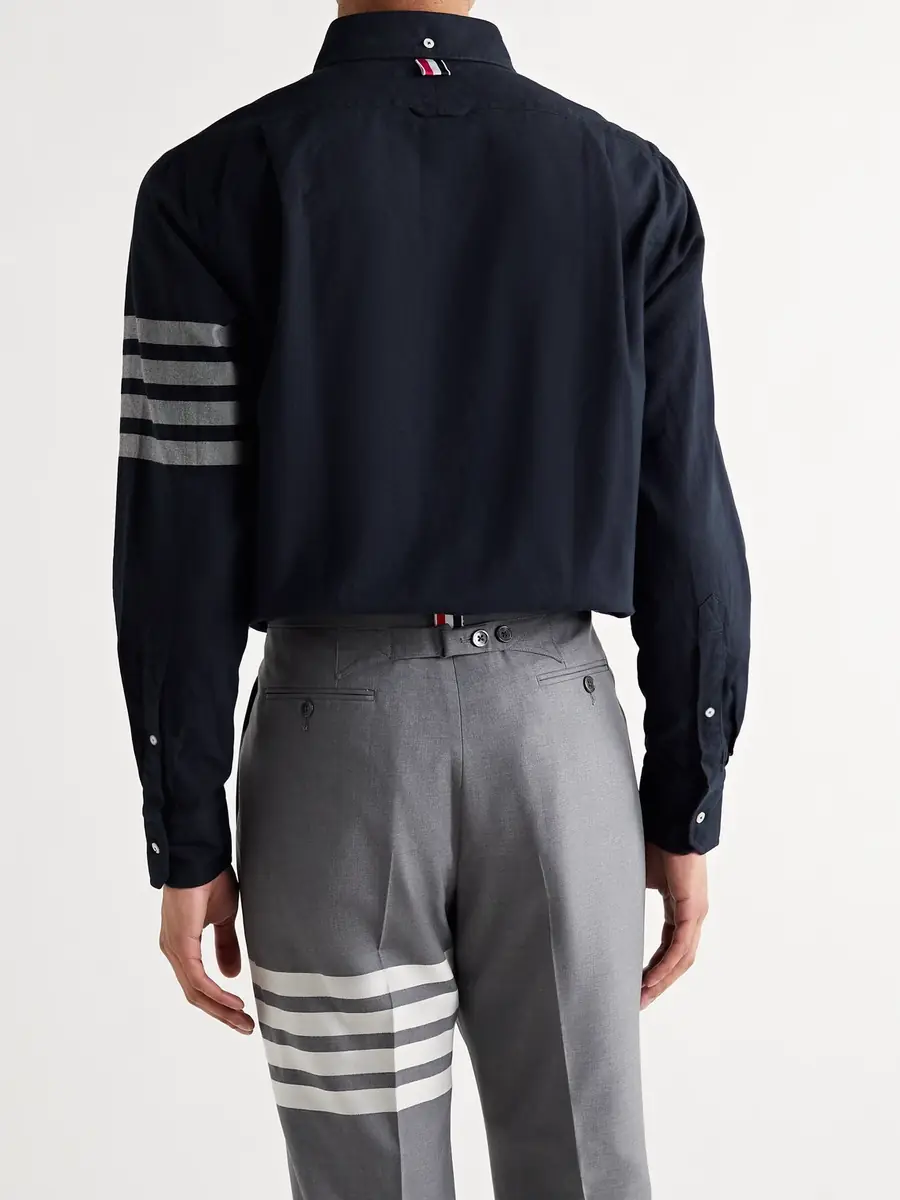 Thom Browne Button-Down Collar Striped Cotton-Flannel Shirt - Men | Thumbnail 3 Thom Browne Button-Down Collar Striped Cotton-Flannel Shirt - Men | Thumbnail 3