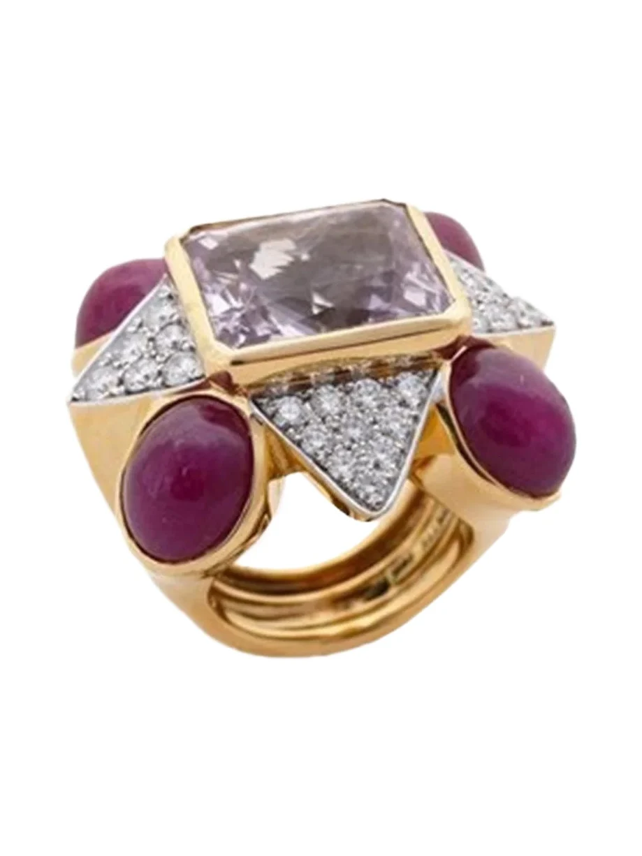 Ruby Kunzite Diamond Ring Ruby Kunzite Diamond Ring
