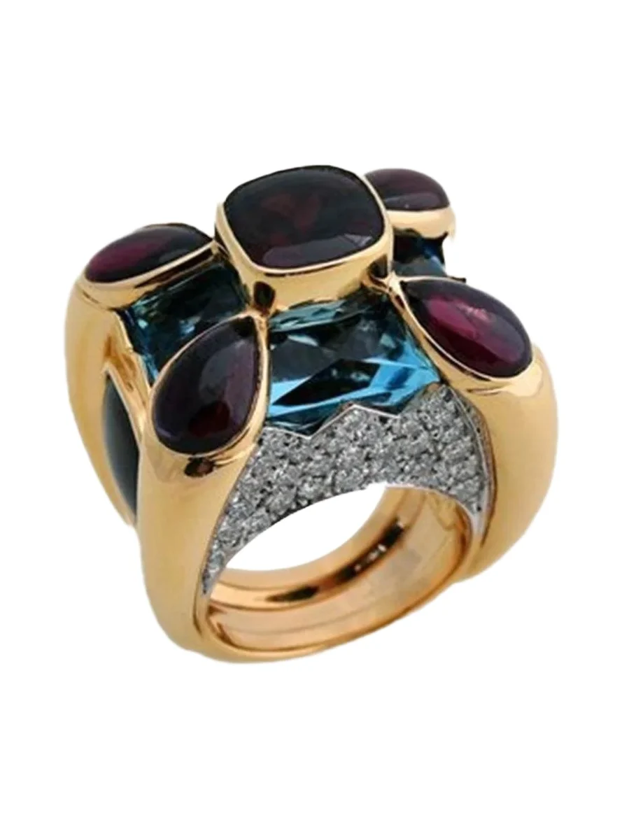 Topaz Garnet Diamond Ring Topaz Garnet Diamond Ring