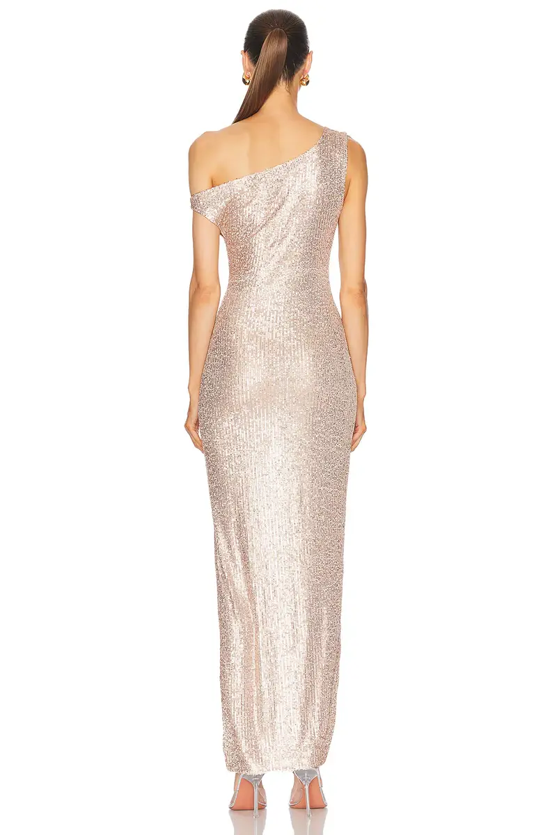 Norma Kamali Drop Shoulder Fitted Side Slit Gown | Thumbnail 4