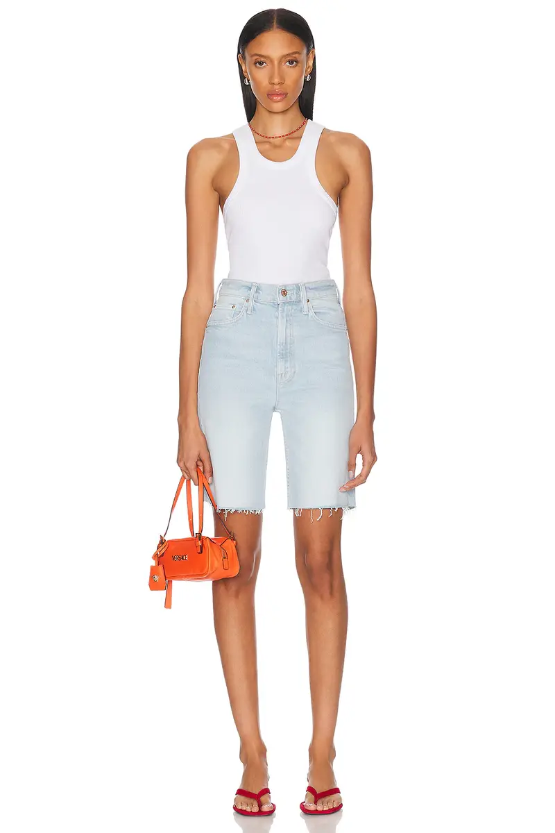Mother High Waisted Rider Bermuda Short Fray | Thumbnail 7