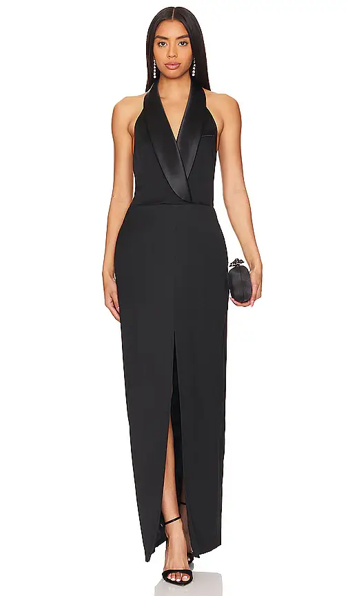 SIMKHAI Janice Tuxedo Halter Vest Gown | Image 1 SIMKHAI Janice Tuxedo Halter Vest Gown | Image 1