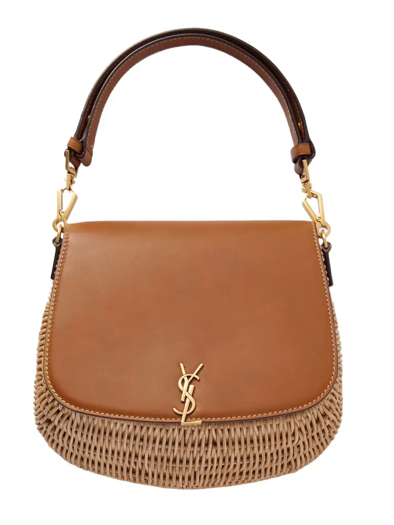 Saint Laurent Voltaire Top Handle Leather-trimmed Bamboo Shoulder Bag | Image 1 Saint Laurent Voltaire Top Handle Leather-trimmed Bamboo Shoulder Bag | Image 1