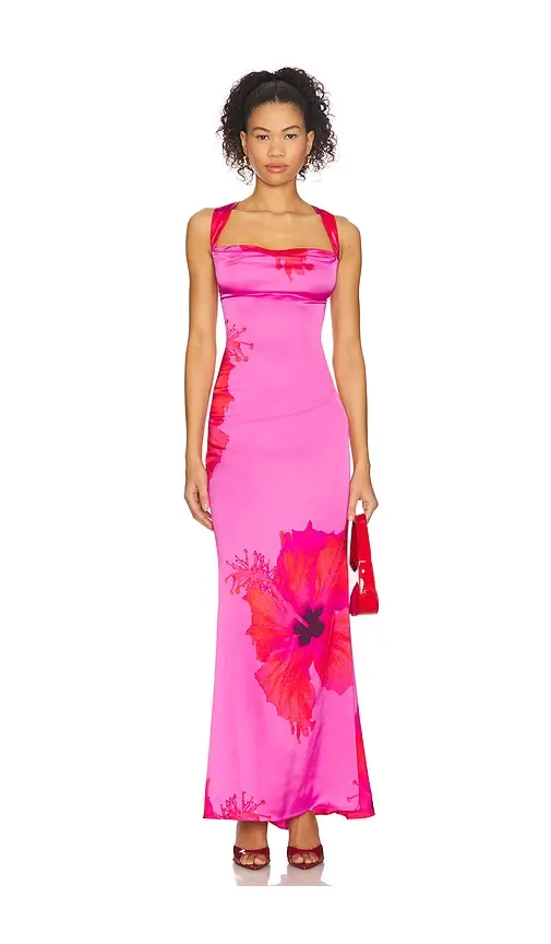 Good American Satin Lace Up Maxi Dress | Image 1 Good American Satin Lace Up Maxi Dress | Image 1