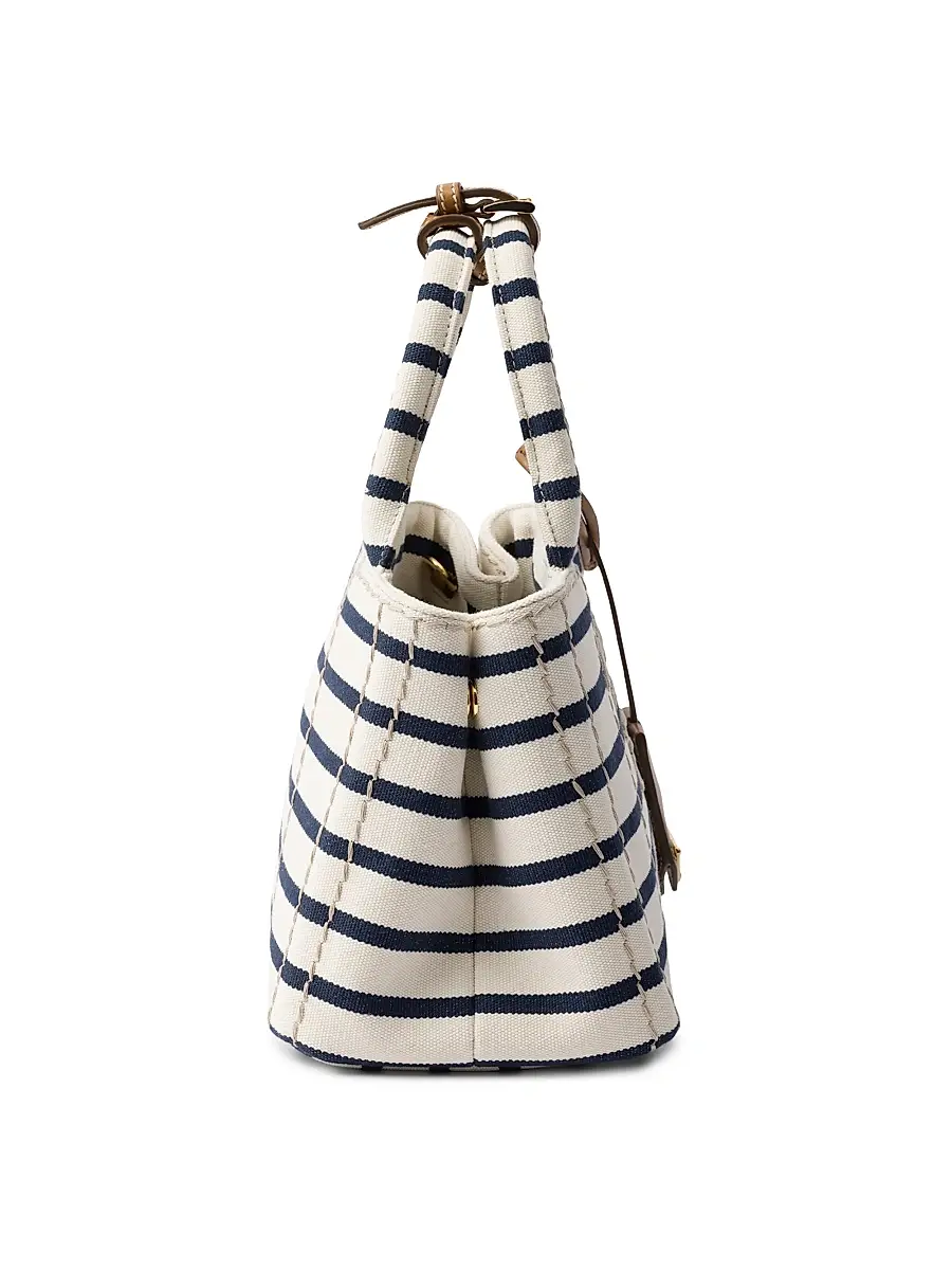 Prada Women's Jardiniere Mini Striped Cotton Canvas Top Handle Bag - Red White | Thumbnail 6 Prada Women's Jardiniere Mini Striped Cotton Canvas Top Handle Bag - Red White | Thumbnail 6