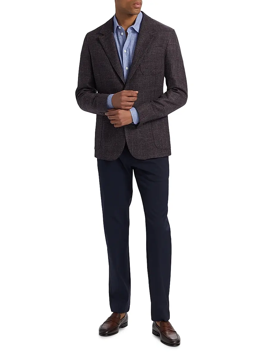 Emporio Armani Men's Soft Wool, Silk, & Linen Blazer - Purple | Thumbnail 2 Emporio Armani Men's Soft Wool, Silk, & Linen Blazer - Purple | Thumbnail 2