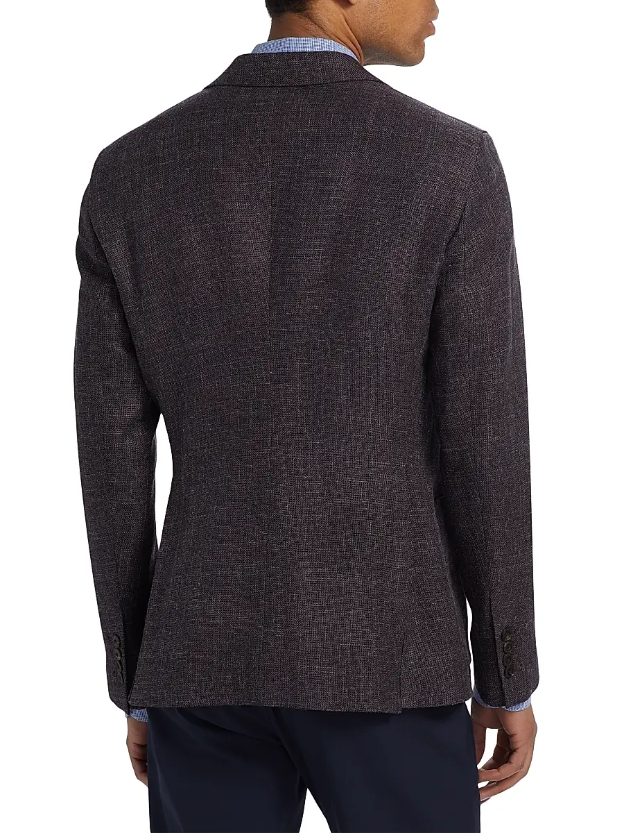 Emporio Armani Men's Soft Wool, Silk, & Linen Blazer - Purple | Thumbnail 5 Emporio Armani Men's Soft Wool, Silk, & Linen Blazer - Purple | Thumbnail 5
