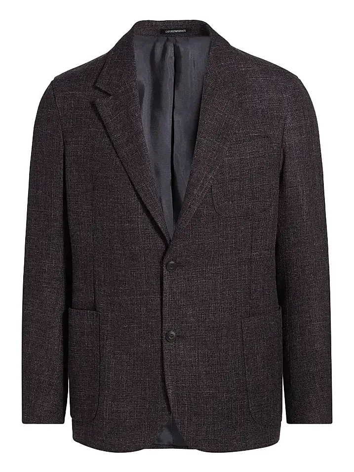 Emporio Armani Men's Soft Wool, Silk, & Linen Blazer - Purple