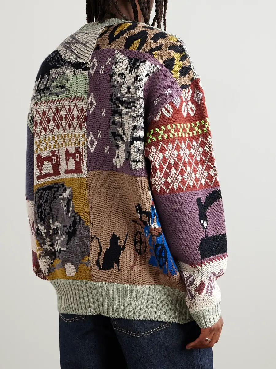 KAPITAL Patchwork Cotton-Blend Jacquard Sweater - Men | Thumbnail 3
