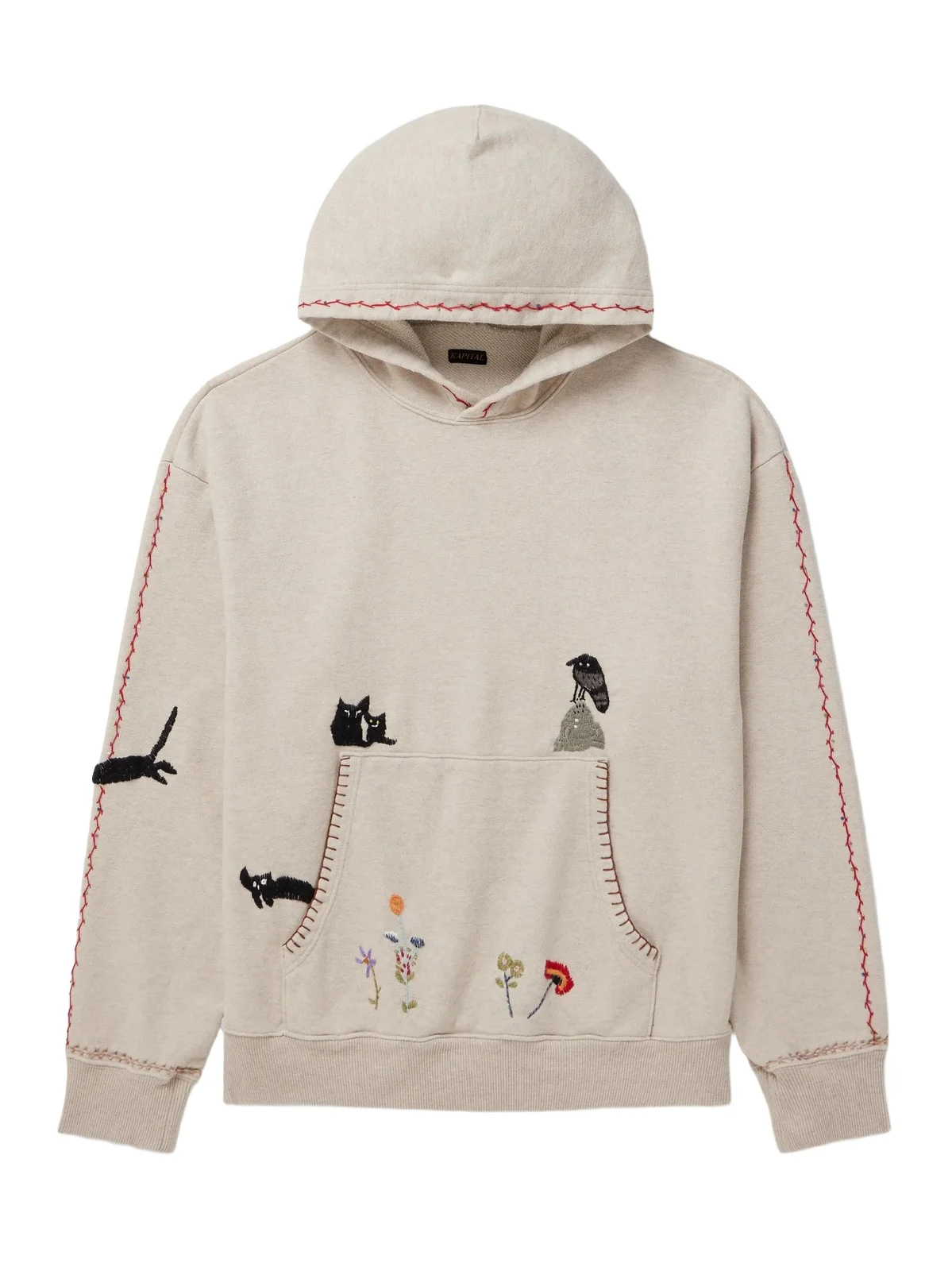 Embroidered Cotton-Jersey Hoodie - Men Embroidered Cotton-Jersey Hoodie - Men