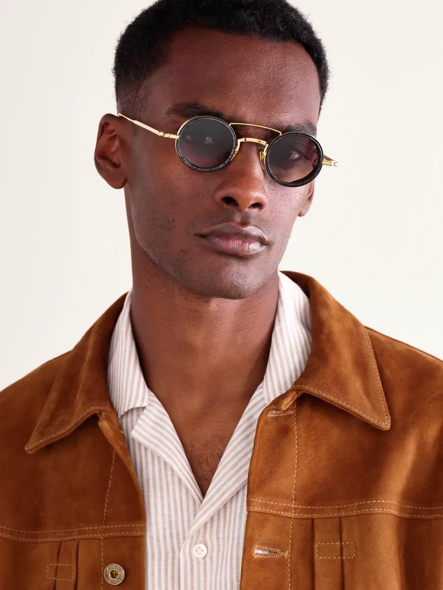 Jacques Marie Mage Ringo 2 Double-Bridge Round-Frame Gold-Tone Metal and Acetate Sunglasses - Men | Thumbnail 2 Jacques Marie Mage Ringo 2 Double-Bridge Round-Frame Gold-Tone Metal and Acetate Sunglasses - Men | Thumbnail 2