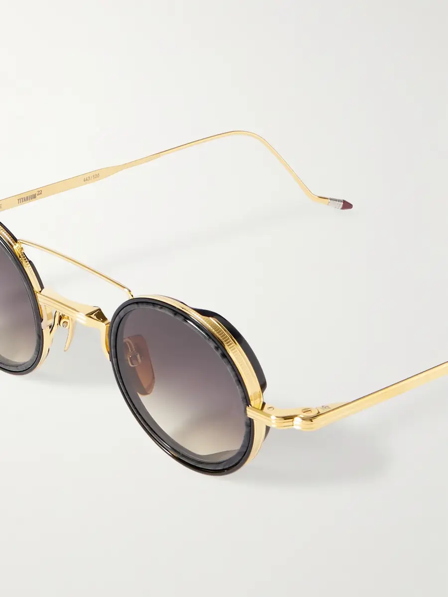 Jacques Marie Mage Ringo 2 Double-Bridge Round-Frame Gold-Tone Metal and Acetate Sunglasses - Men | Thumbnail 3 Jacques Marie Mage Ringo 2 Double-Bridge Round-Frame Gold-Tone Metal and Acetate Sunglasses - Men | Thumbnail 3