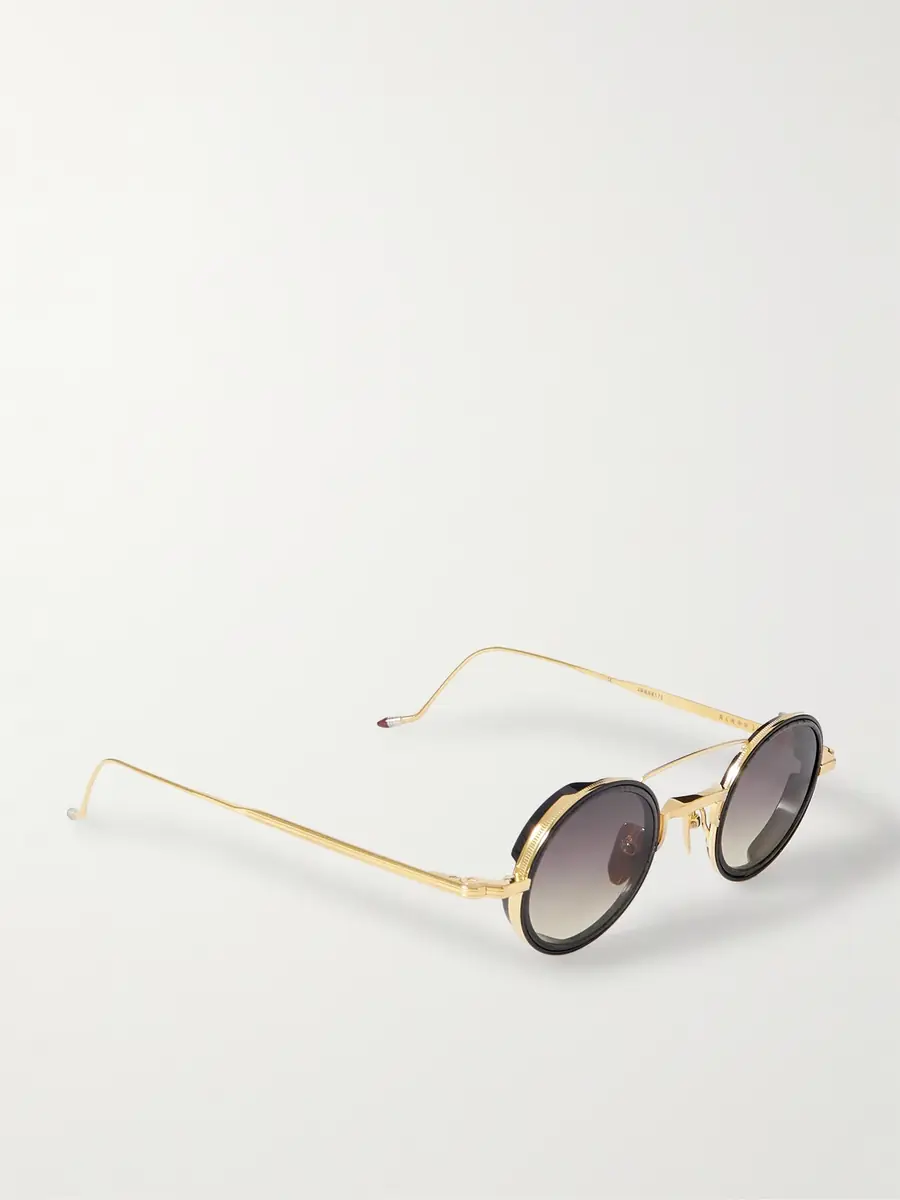 Jacques Marie Mage Ringo 2 Double-Bridge Round-Frame Gold-Tone Metal and Acetate Sunglasses - Men | Thumbnail 4 Jacques Marie Mage Ringo 2 Double-Bridge Round-Frame Gold-Tone Metal and Acetate Sunglasses - Men | Thumbnail 4