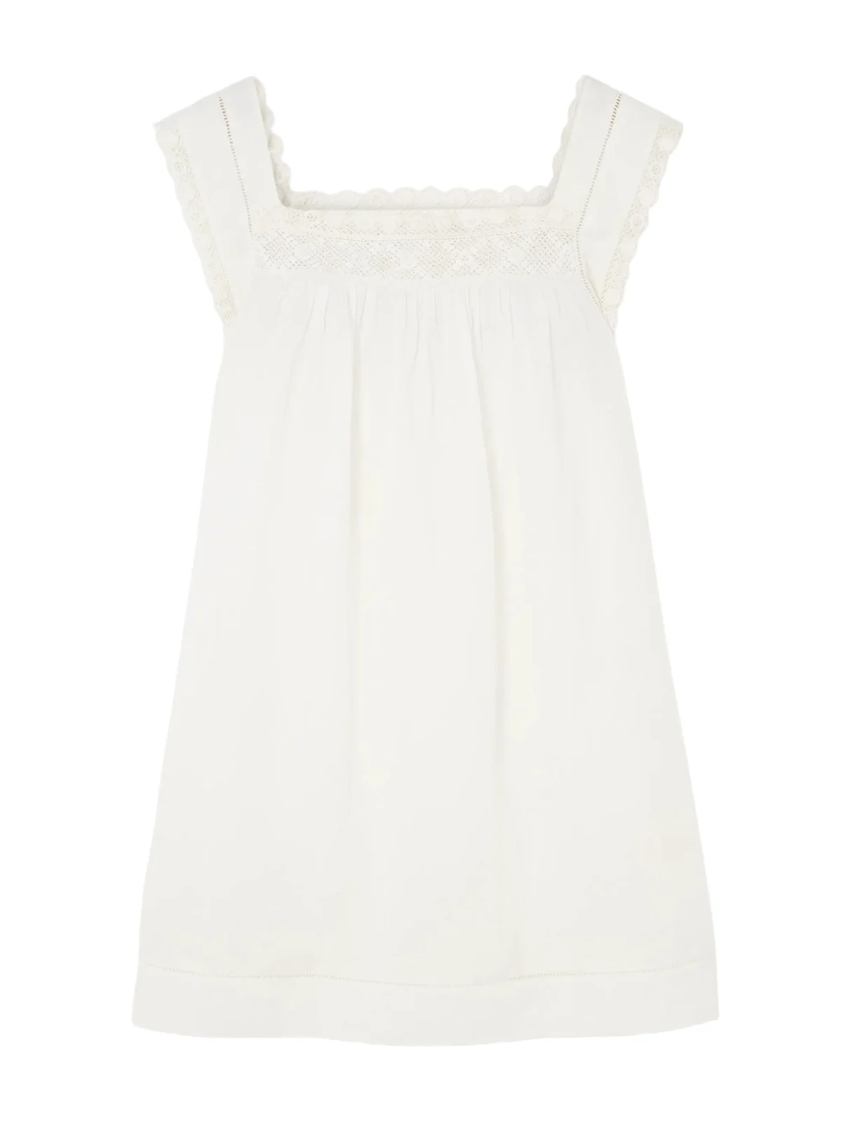Almadia Crochet-knit Trimmed Ramie Mini Dress