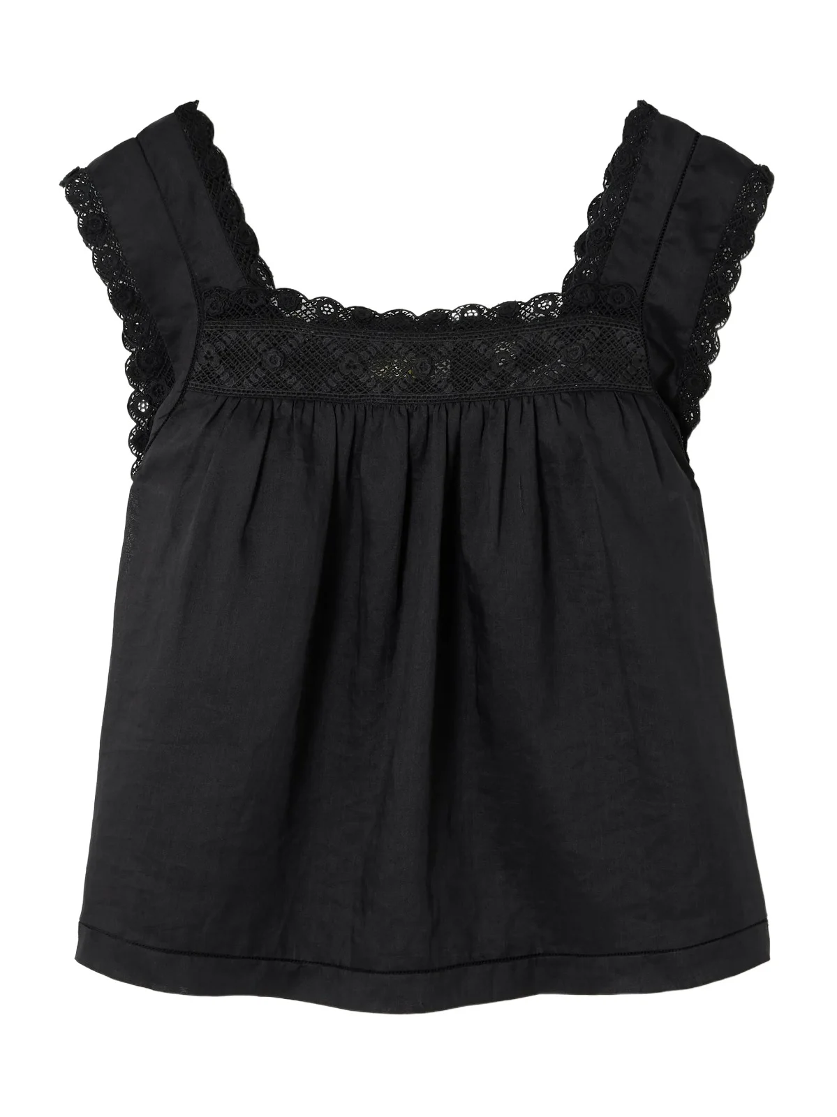 DÔEN Aphra Crochet-knit Trimmed Ramie Top
