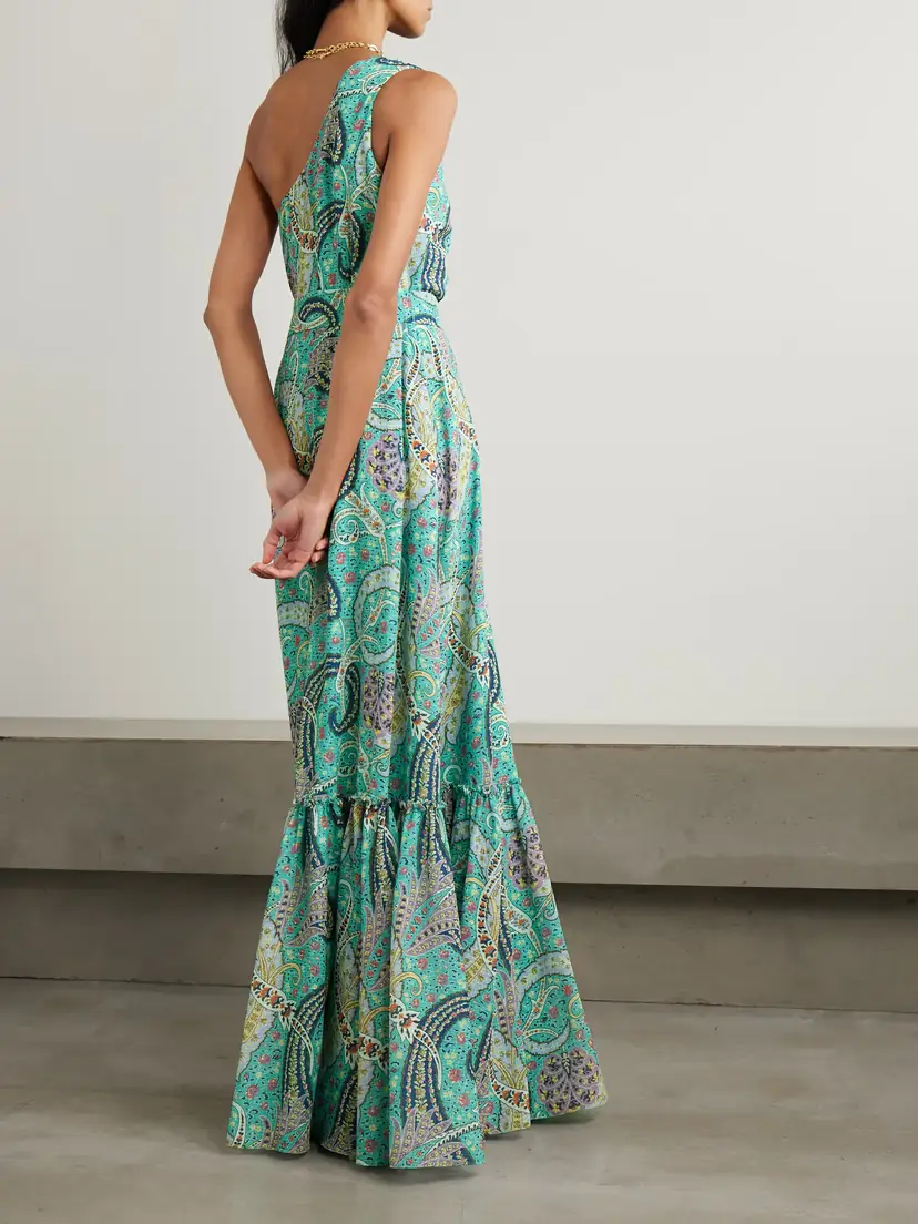 Etro One-shoulder Belted Printed Satin-jacquard Maxi Dress | Thumbnail 3 Etro One-shoulder Belted Printed Satin-jacquard Maxi Dress | Thumbnail 3