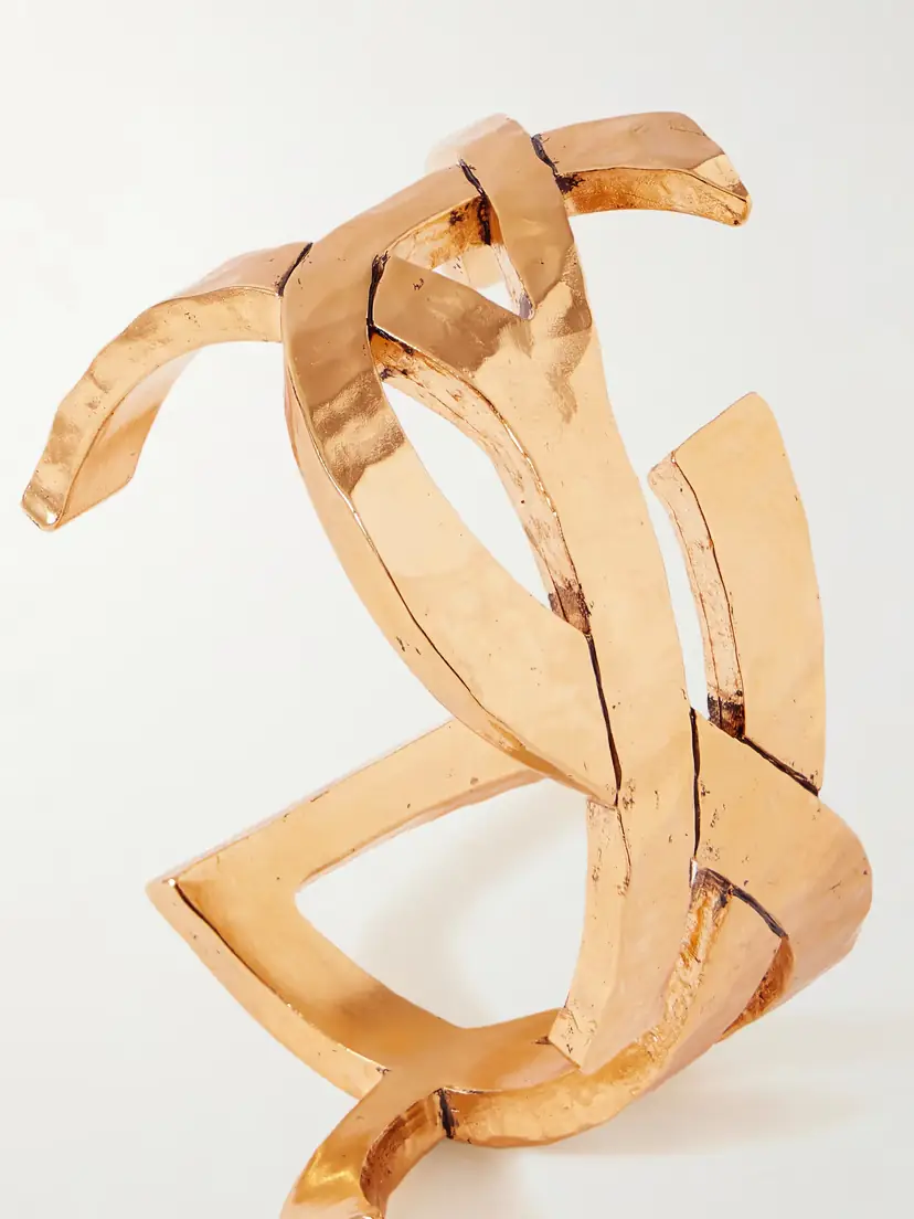 Saint Laurent Cassandre Hammered Gold-tone Cuff | Thumbnail 4