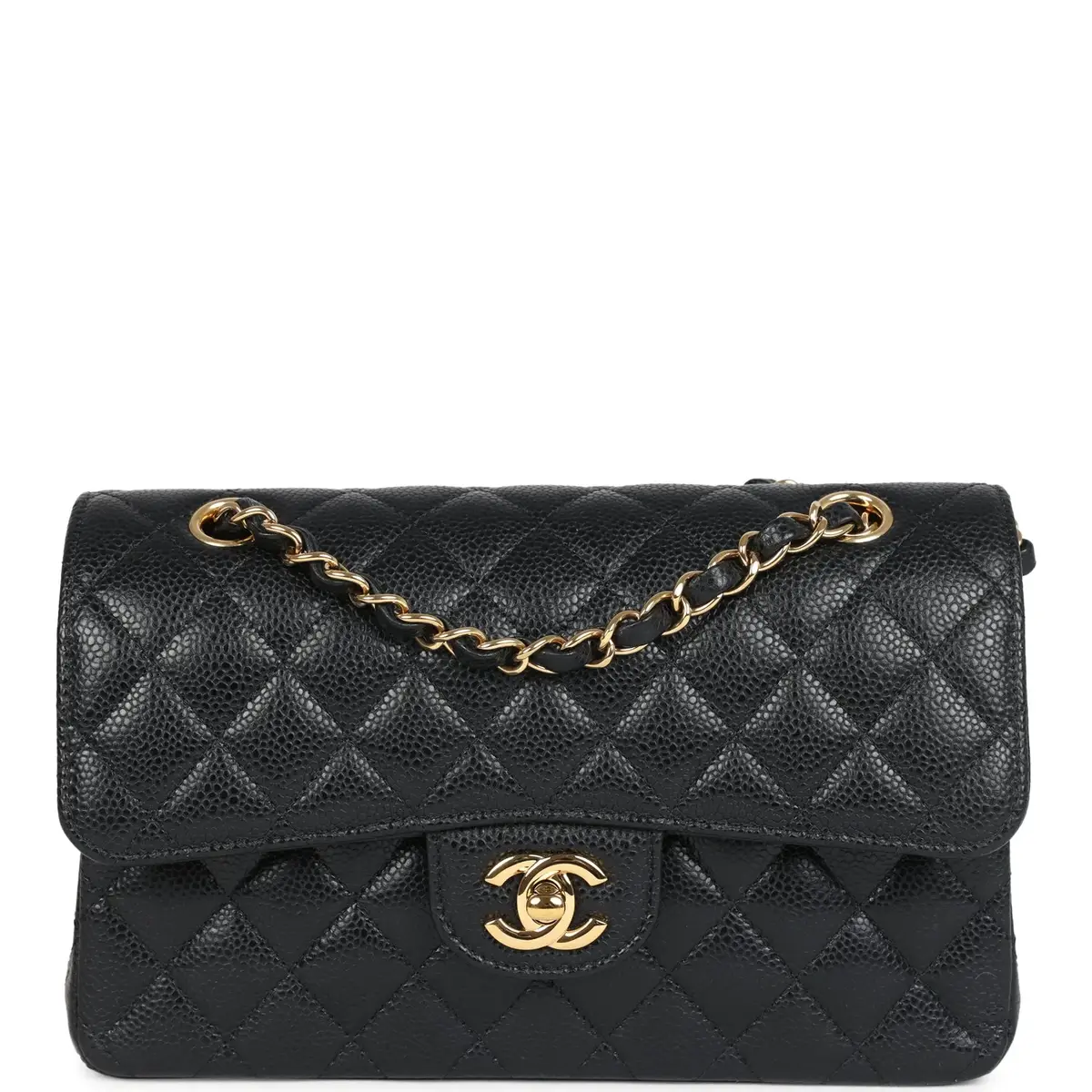 Chanel Small Classic Double Flap Bag Black Caviar Gold Hardware