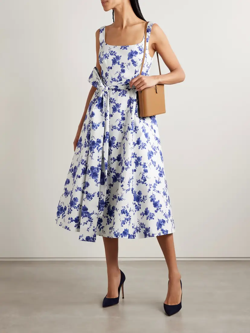 Carolina Herrera Belted Floral-print Faille Midi Dress | Thumbnail 2