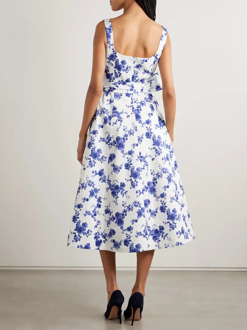 Carolina Herrera Belted Floral-print Faille Midi Dress | Thumbnail 3